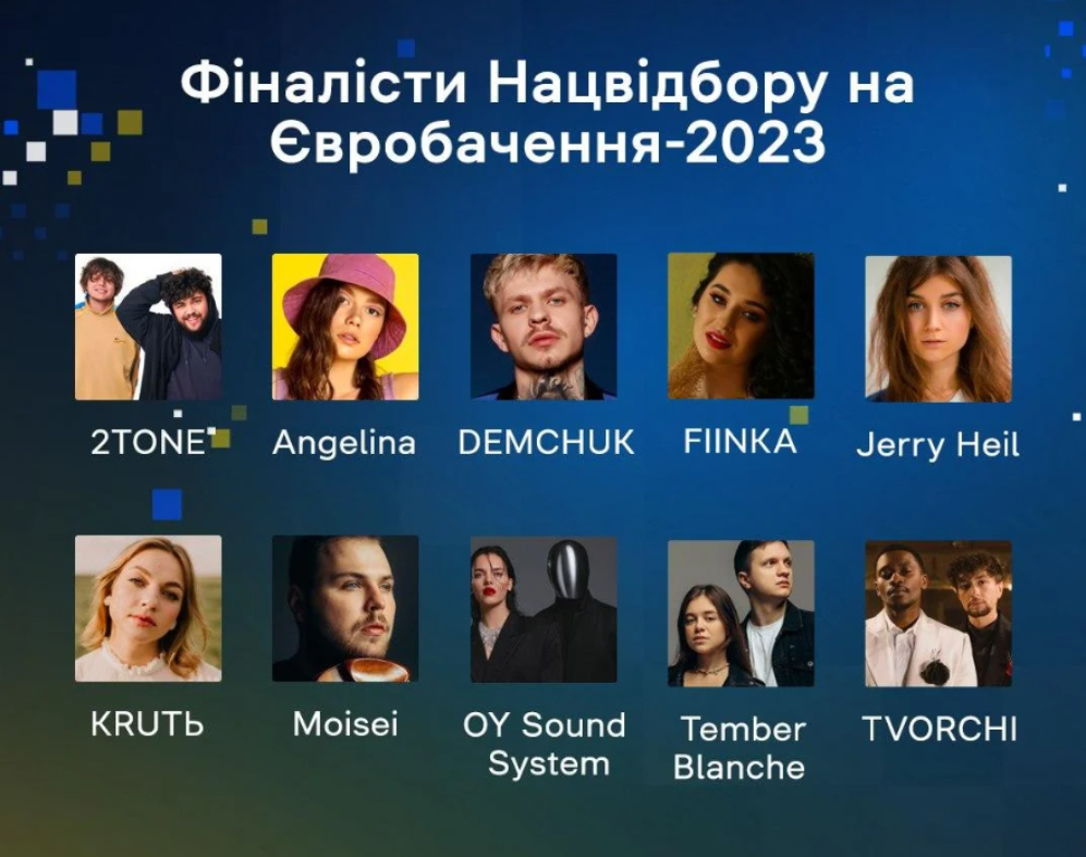 Фіналісти Нацвідбору на Євробачення-2023 / t.me/suspilne_eurovision_ukraine