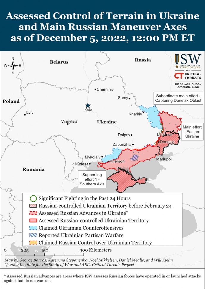Карта боевых действий в Украине / фото ISW