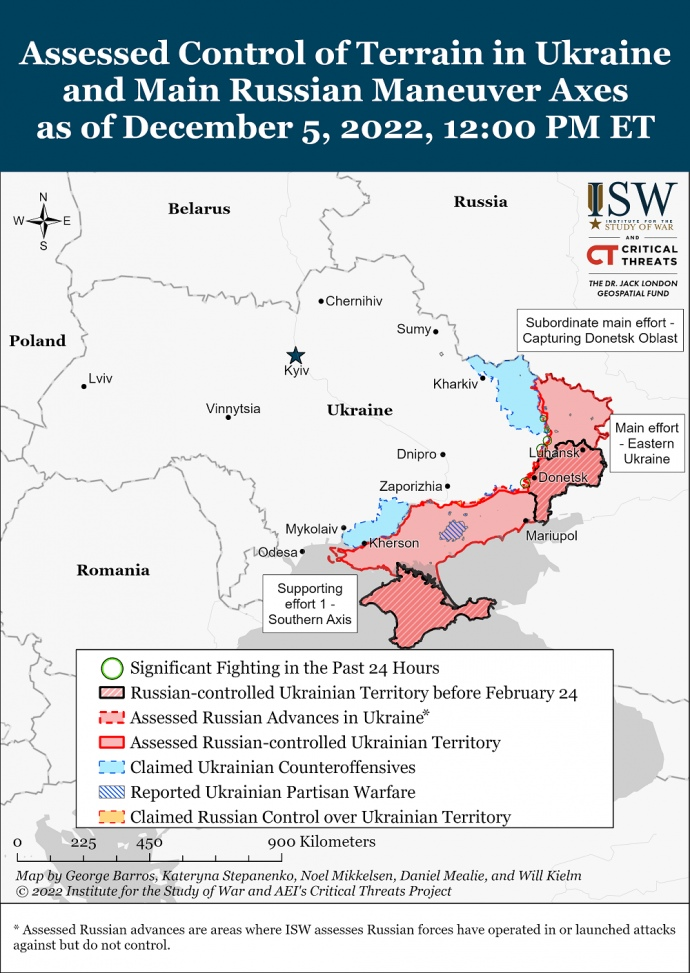 Карта боевых действий в Украине / фото ISW Карта боевых действий в Украине / фото ISW