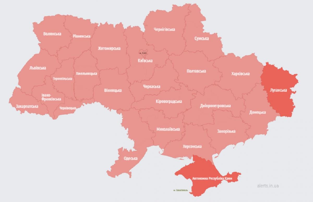 В Украине объявляли масштабную воздушную тревогу из-за российских МиГ-31 (карта) В Украине объявляли масштабную воздушную тревогу из-за российских МиГ-31 (карта)
