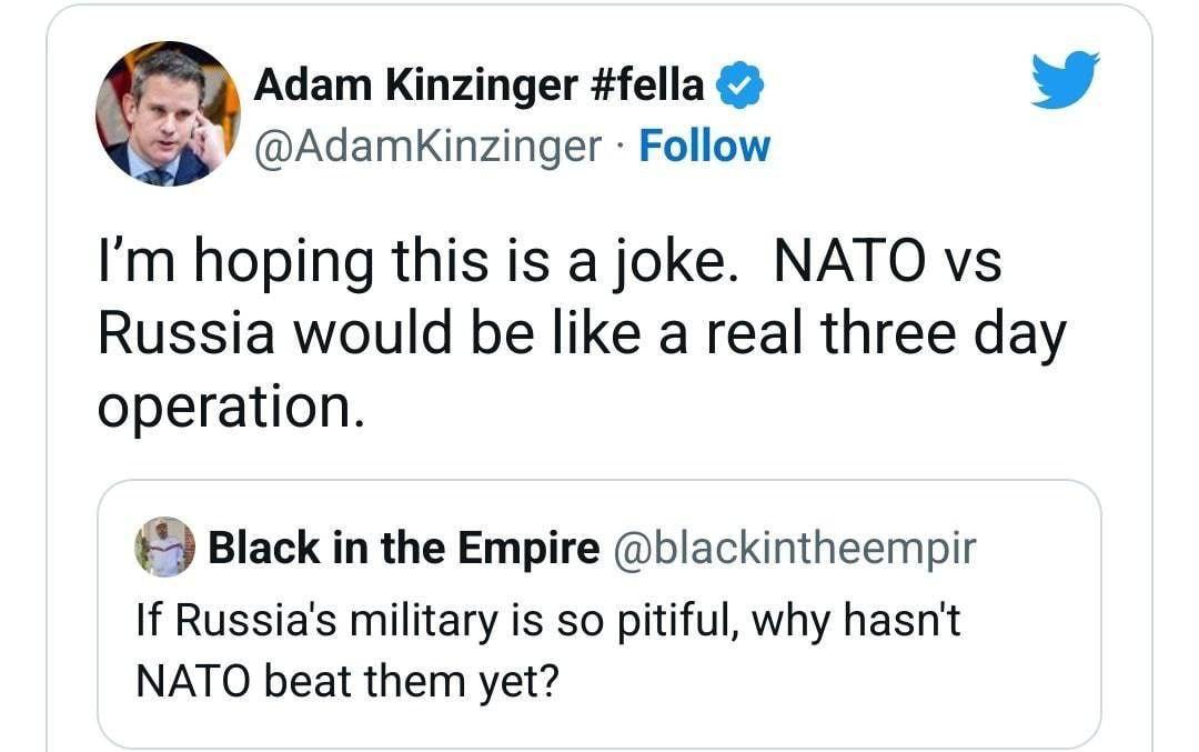 Кинзингер высказался о войне НАТО-РФ / twitter.com/AdamKinzinger