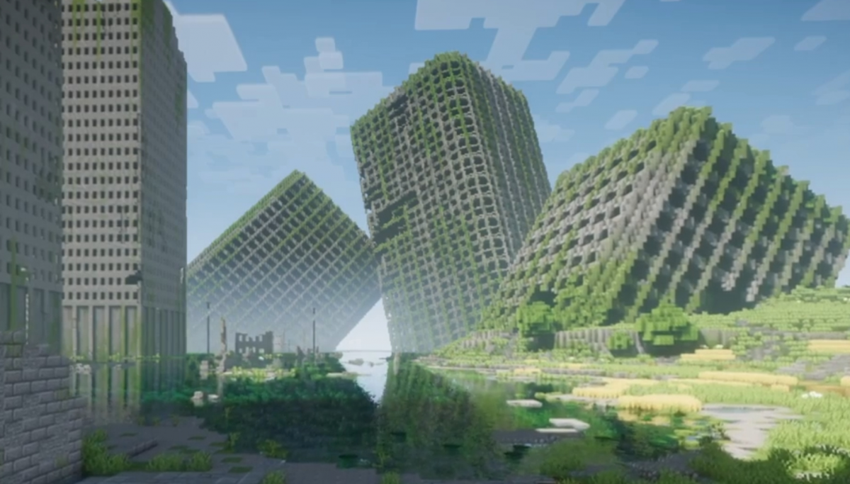 Игрок создал в Minecraft гигантский заброшенный город / скриншот с видео Игрок создал в Minecraft гигантский заброшенный город / скриншот с видео