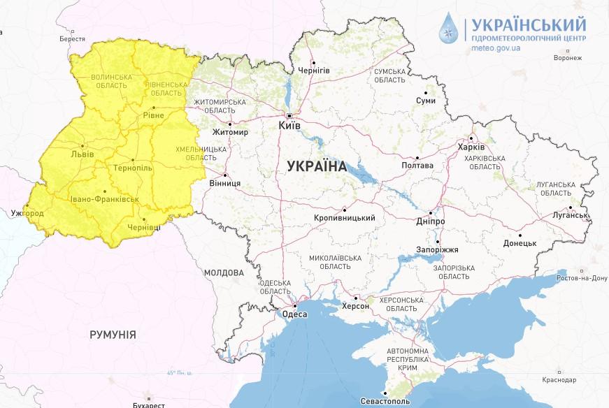Найближчої ночі на заході України посилиться вітер / скріншот meteo.gov.ua