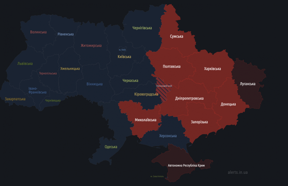 Частина України 'почервоніла' через активність російської авіації (мапа) Частина України 'почервоніла' через активність російської авіації (мапа)