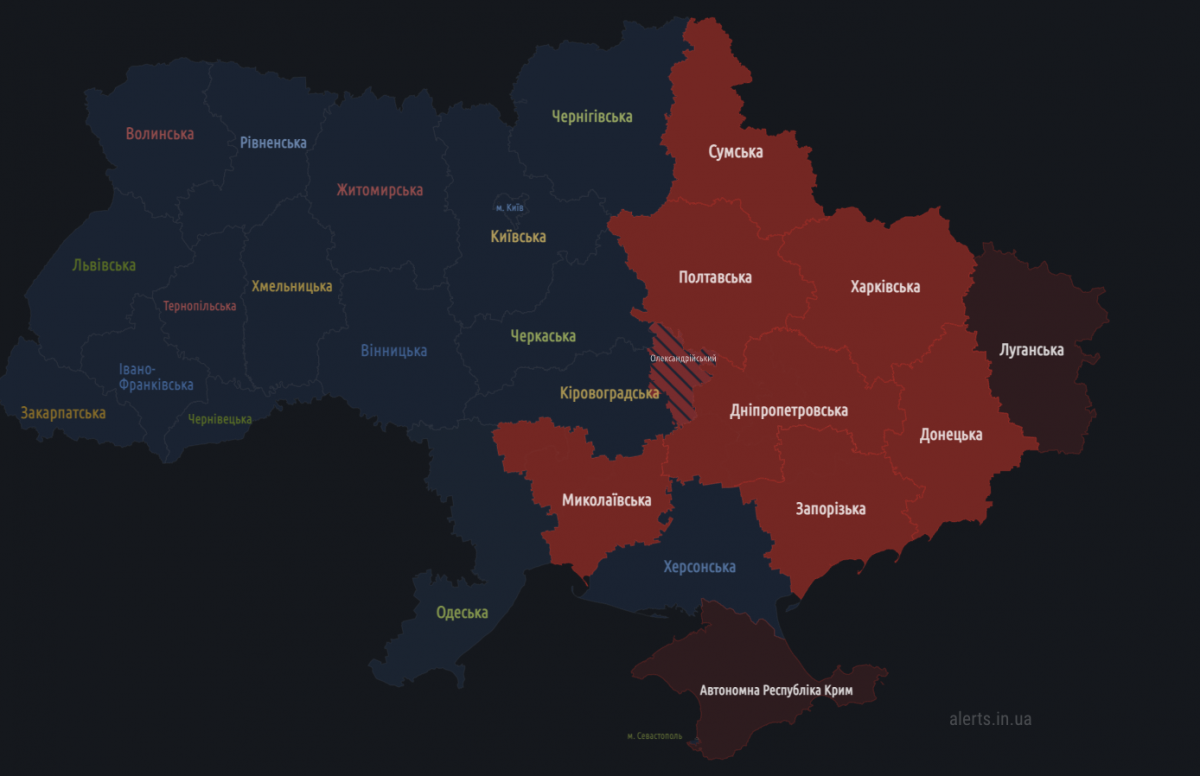 Карта повітряних тривог україна