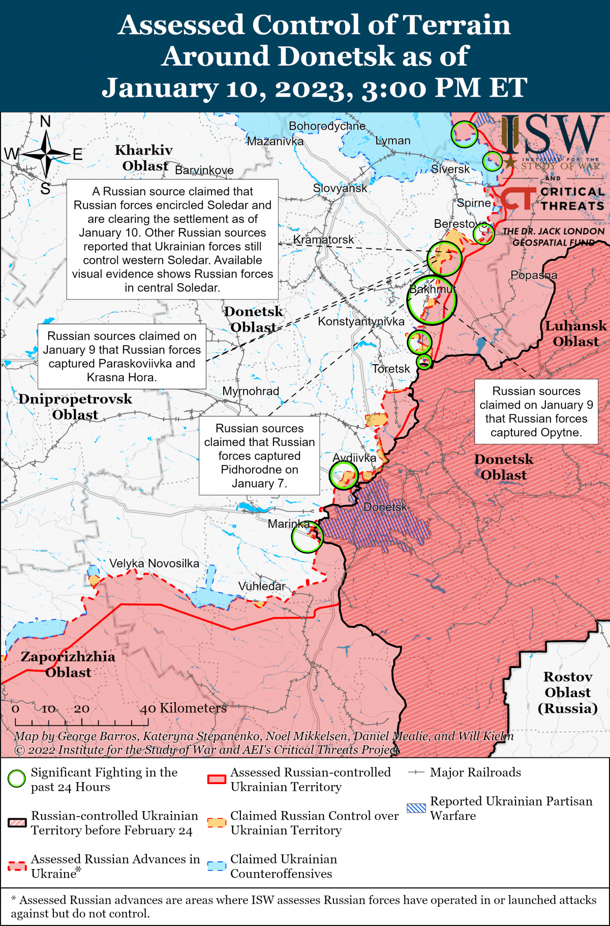 Карта боев соледар