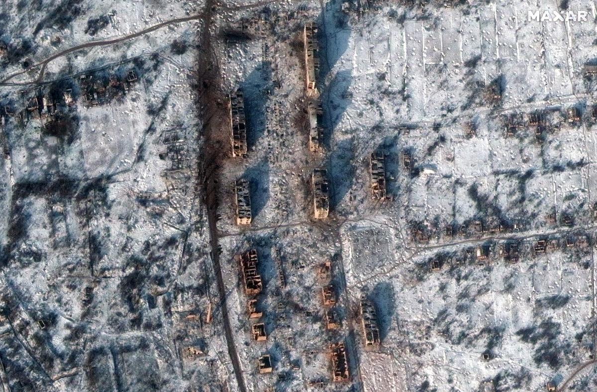 Во время боев за Соледар город был уничтожен / фото twitter.com/Maxar Во время боев за Соледар город был уничтожен / фото twitter.com/Maxar
