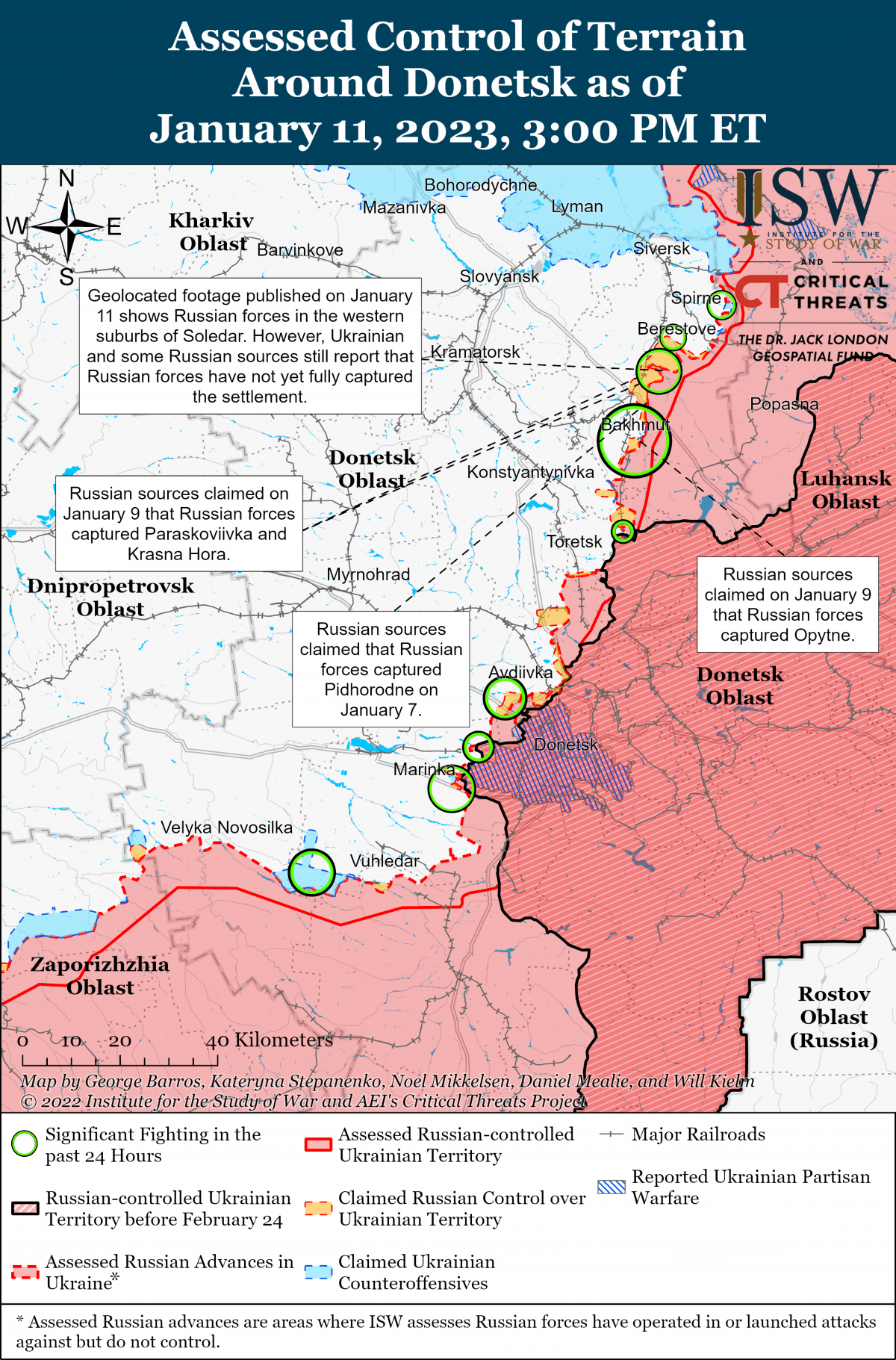 Ситуація біля Соледара / карта ISW Ситуація біля Соледара / карта ISW