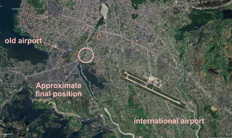 Літак розбився між старим аеропортом і міжнародним аеропортом Покхара / графіка avherald.com Літак розбився між старим аеропортом і міжнародним аеропортом Покхара / графіка avherald.com