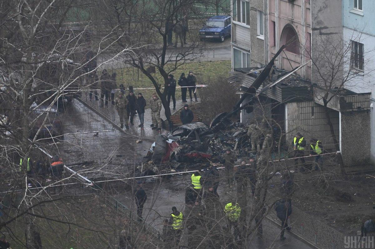 18 января в Броварах упал вертолет, на борту которого находилось руководство МВД Украины / фото УНИАН, Вячеслав Ратинский