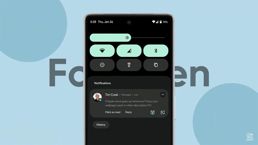 Концепт Android 14 с виджетами на экране блокировки и менеджером буфером обмена / Скриншот Концепт Android 14 с виджетами на экране блокировки и менеджером буфером обмена / Скриншот