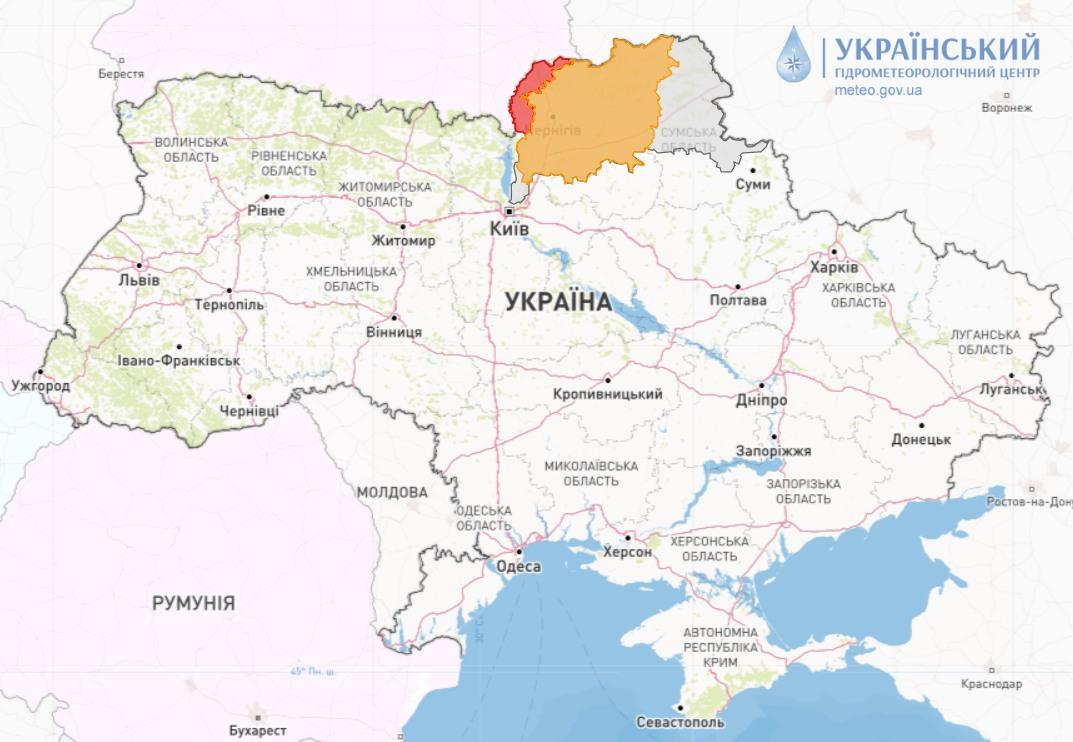 В Україні через затоплення оголосили червоний рівень небезпеки / фото Укргідрометцентр В Україні через затоплення оголосили червоний рівень небезпеки / фото Укргідрометцентр