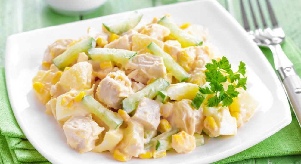 Королевский салат из курицы, грибов и ананасов – пошаговый рецепт приготовления с фото