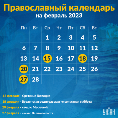 Православный календарь 2023 на февраль - важные даты — УНИАН