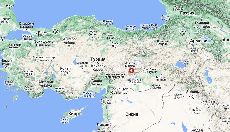 Сегодня в Турции произошло новое сильное землетрясение / скриншот Google-карты