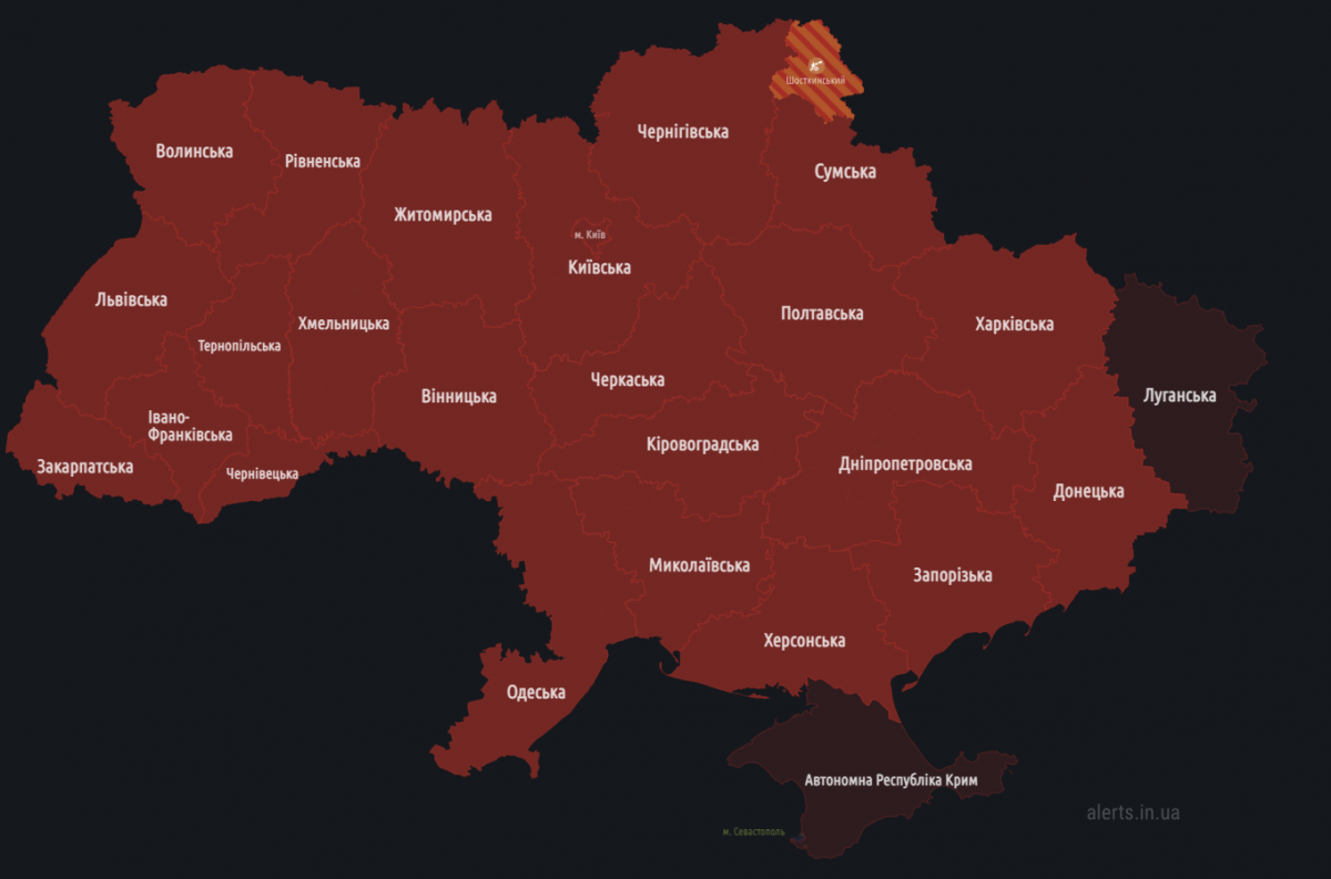 Вся Украина "покраснела" / скриншот Вся Украина "покраснела" / скриншот