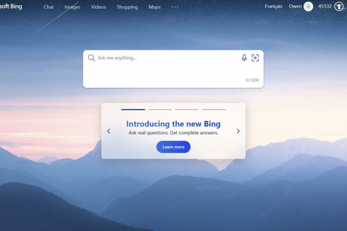 Новий Bing з нейромережею від OpenAI всередині / фото Microsot Новий Bing з нейромережею від OpenAI всередині / фото Microsot