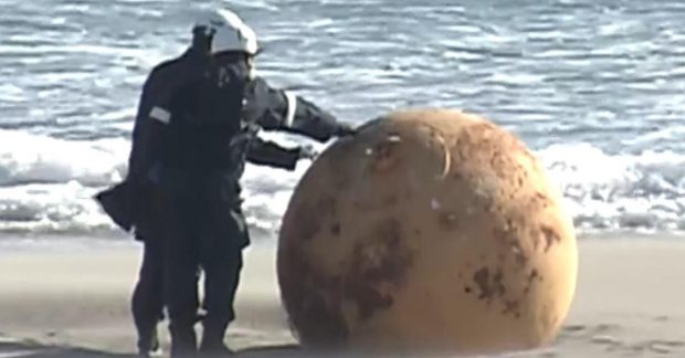 В Японии нашли объяснение странному шару, выброшенному морем на берег ...