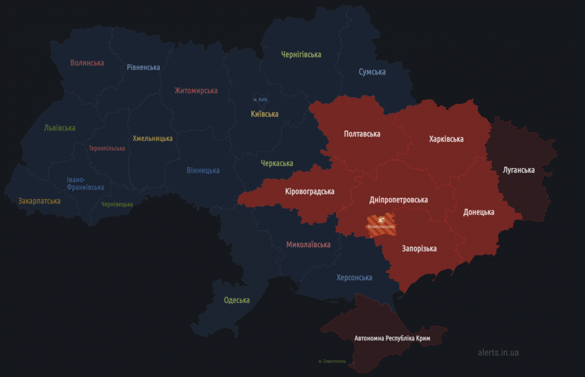 В Украине объявлена четвертая за воскресенье волна воздушной тревоги (карта) В Украине объявлена четвертая за воскресенье волна воздушной тревоги (карта)