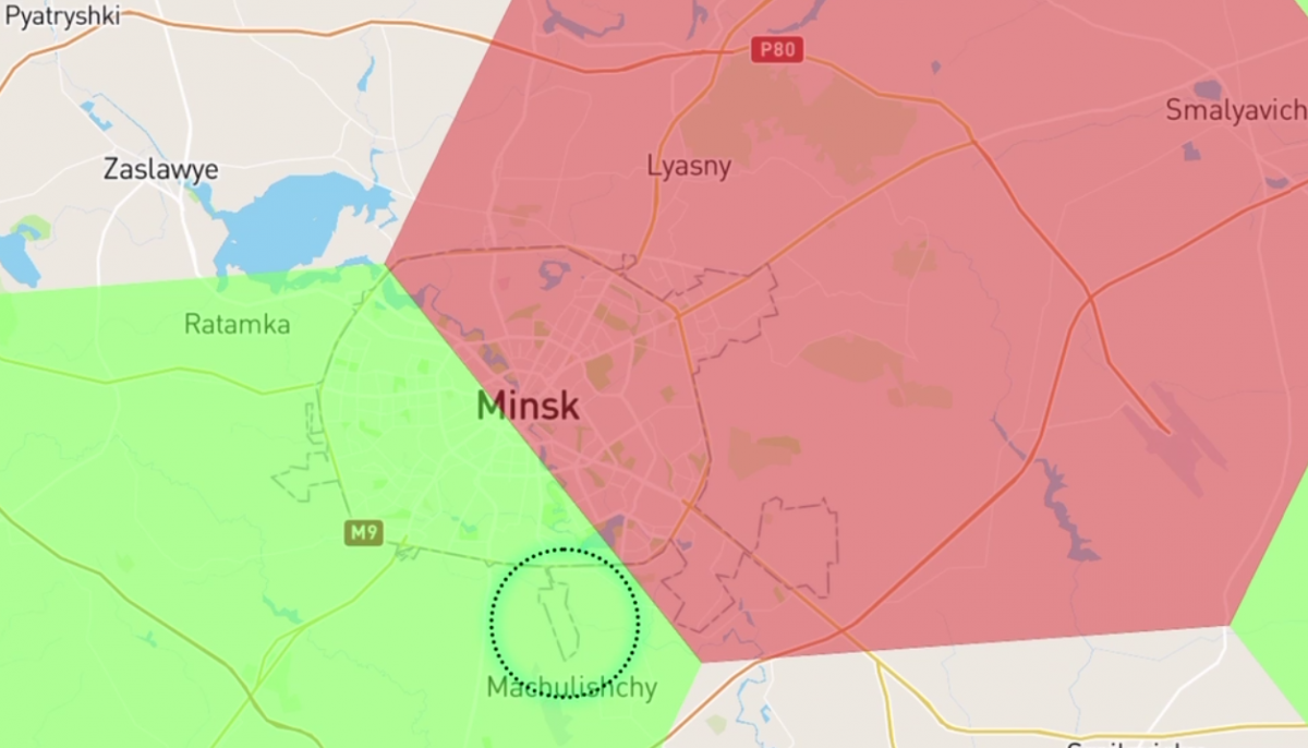 Можуть ховатися від дронів: в районі аеродрому "Мачулищі" поновилися GPS-перешкоди / скріншот Можуть ховатися від дронів: в районі аеродрому "Мачулищі" поновилися GPS-перешкоди / скріншот