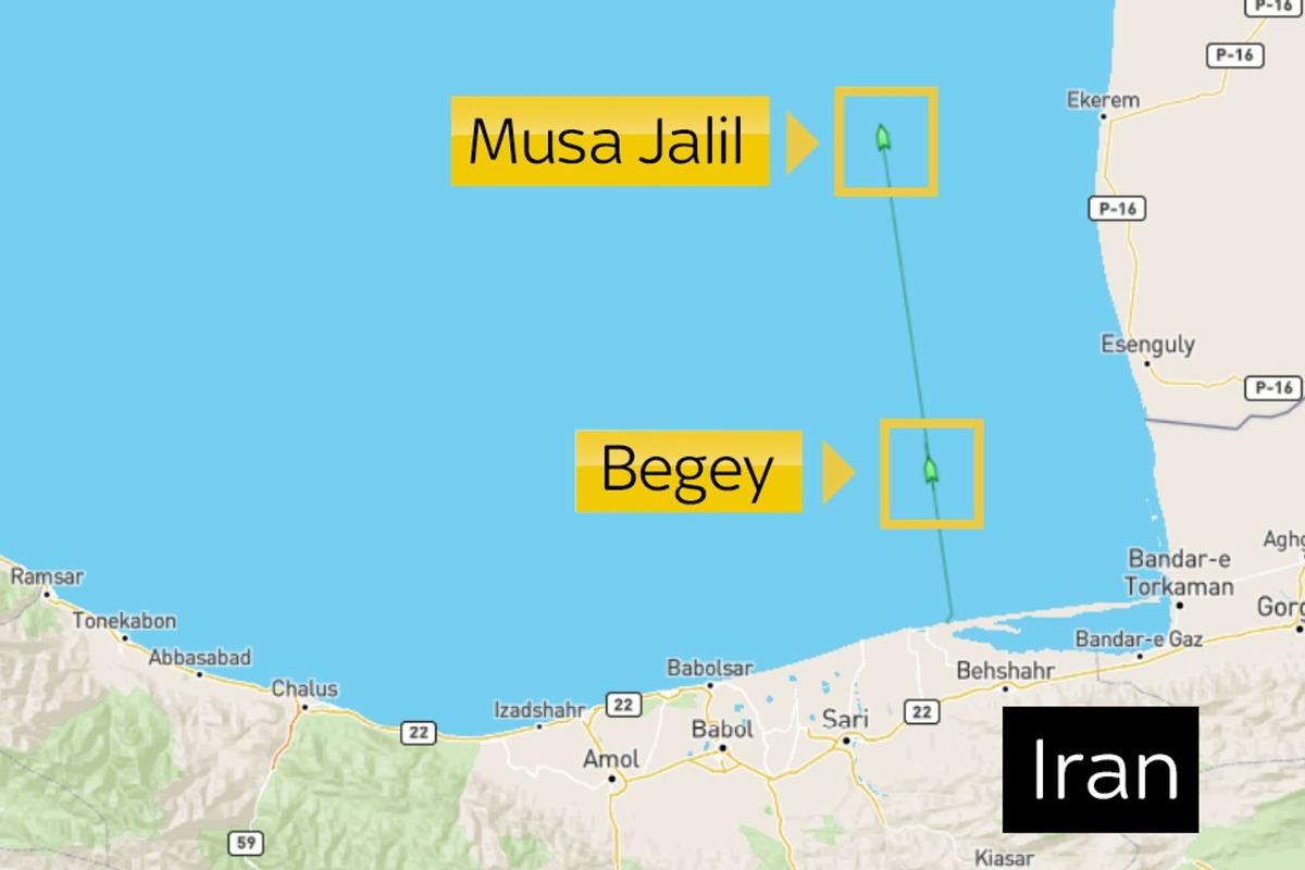Иран и РФ провели тайную оружейную сделку в акватории Каспийского моря / фото MarineTraffic Иран и РФ провели тайную оружейную сделку в акватории Каспийского моря / фото MarineTraffic