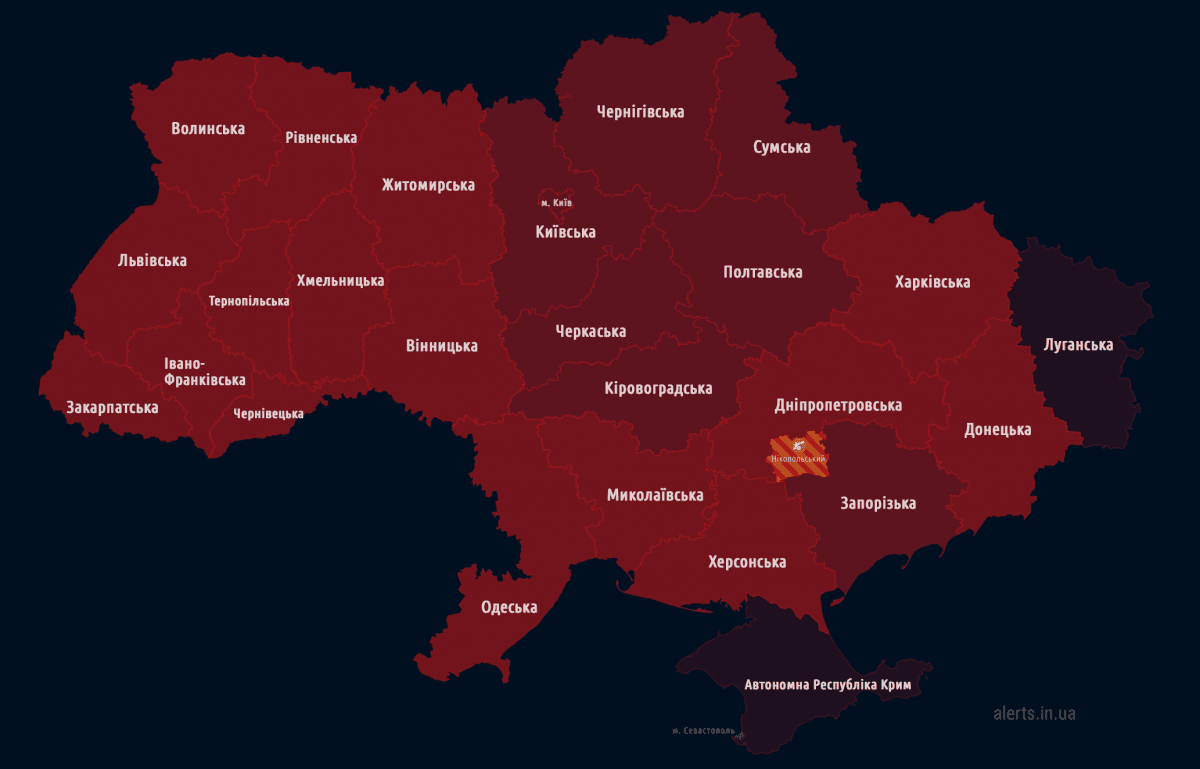 В Украине масштабная воздушная тревога / скриншот