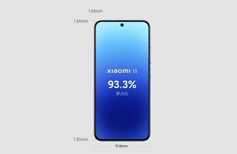 Соотношение дисплей/корпус в Xiaomi 13 Соотношение дисплей/корпус в Xiaomi 13