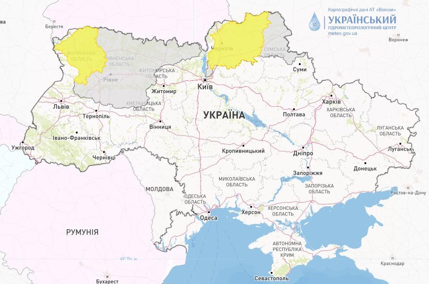 На севере Украины ожидается затопление / фото Укргидрометцентр На севере Украины ожидается затопление / фото Укргидрометцентр
