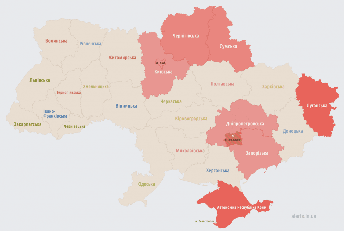 В ряде регионов Украины объявлена воздушная тревога / скриншот