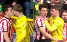 Пристрасті на полі: під час матчу в Англії футболісти поцілувалися, а потім ледь не побилися (відео)