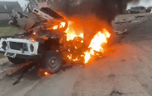 У Скадовську підірвали авто з командиром взводу окупаційної поліції (відео)