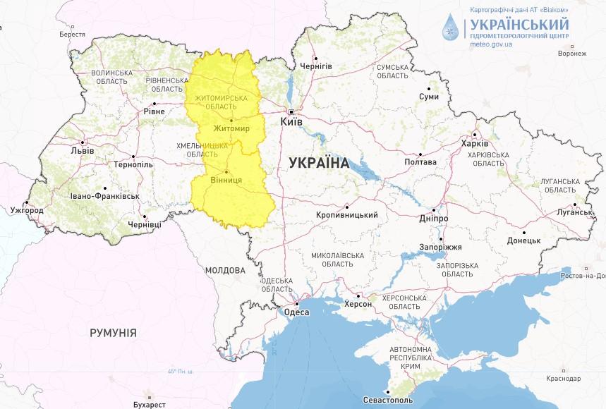 У двох областях України очікуються сильні опади / фото Укргідрометцентр У двох областях України очікуються сильні опади / фото Укргідрометцентр
