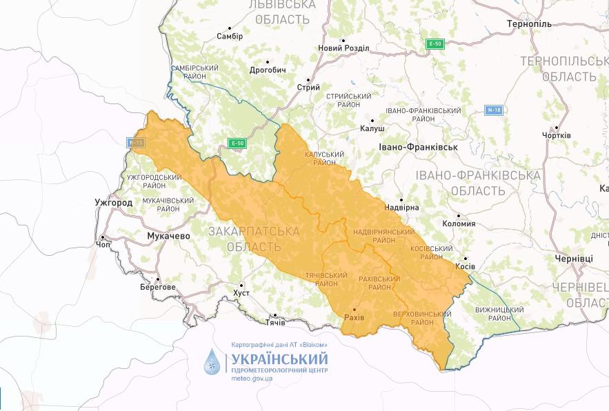 У Карпатах оголосили 3 рівень небезпеки / скріншот meteo.gov.ua У Карпатах оголосили 3 рівень небезпеки / скріншот meteo.gov.ua