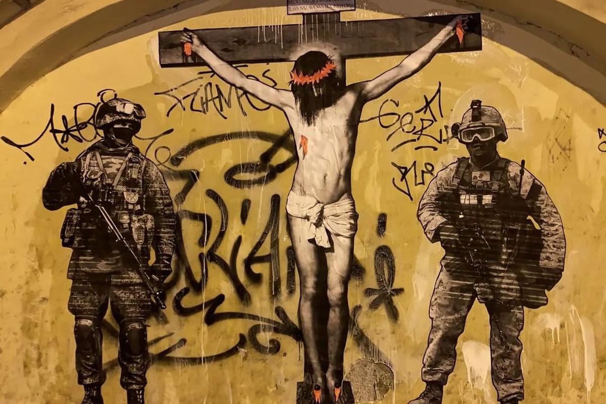 В Питере создали крутое антивоенное граффити / instagram.com/vano_bogomaz/ В Питере создали крутое антивоенное граффити / instagram.com/vano_bogomaz/