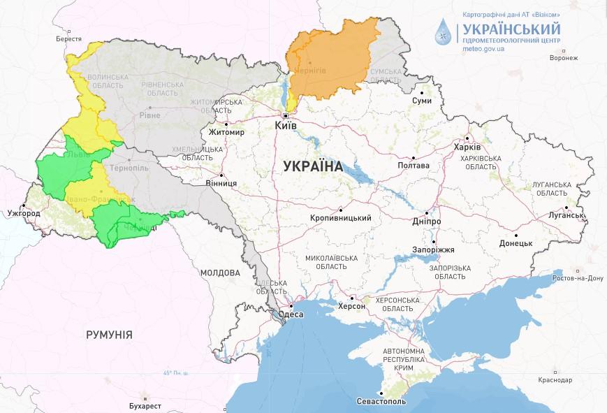 У багатьох регіонах України можливі підтоплення / фото Укргідрометцентр У багатьох регіонах України можливі підтоплення / фото Укргідрометцентр