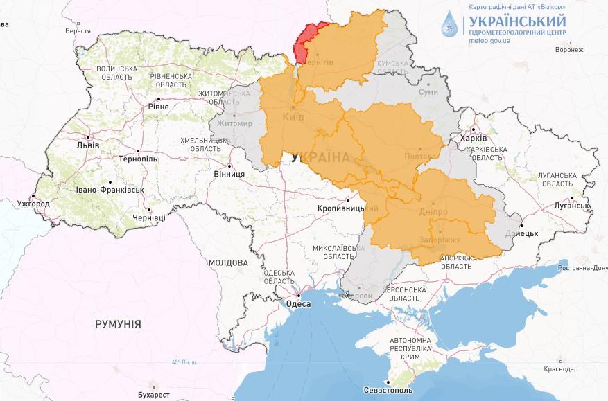 У багатьох областях України очікуються підтоплення / фото Укргідрометцентр У багатьох областях України очікуються підтоплення / фото Укргідрометцентр