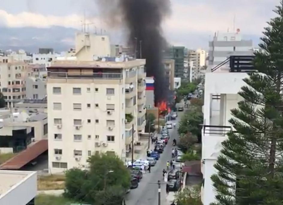 На Кипре горит Российский центр науки и культуры / скриншот с видео