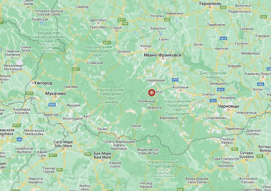 Землетрус зареєстрували поблизу Яремче / скріншот Google-карти Землетрус зареєстрували поблизу Яремче / скріншот Google-карти
