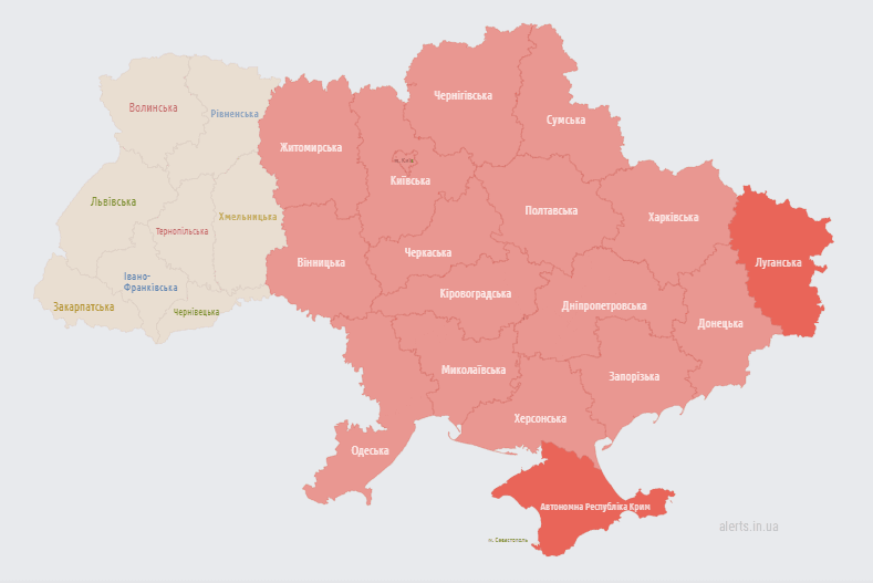 Карта повітряних тривог 28 квітня / скріншот Карта повітряних тривог 28 квітня / скріншот