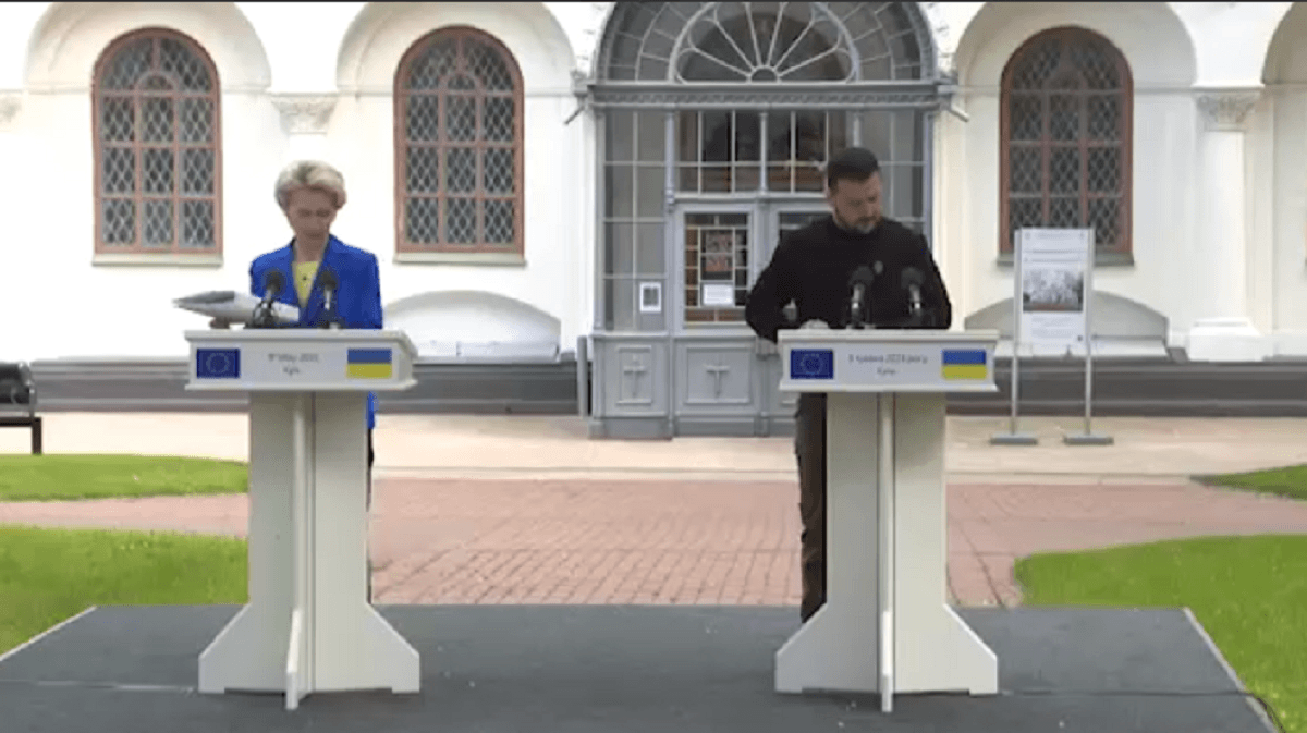 Урсула фон дер Ляєн і Зеленський провели спільну прес-конференцію / скриншот з відео Урсула фон дер Ляєн і Зеленський провели спільну прес-конференцію / скриншот з відео