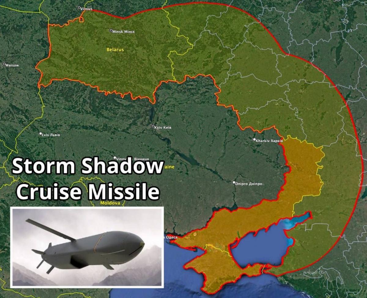Зона ураження при використанні Storm Shadows / twitter.com/apmassaro3 Зона ураження при використанні Storm Shadows / twitter.com/apmassaro3