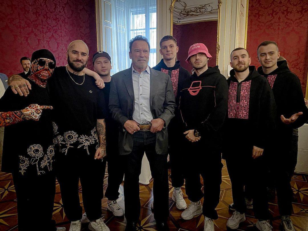 Kalush Orchestra і Арнольд Шварценеггер у Відні / фото www.instagram.com/kalush.official Kalush Orchestra і Арнольд Шварценеггер у Відні / фото www.instagram.com/kalush.official