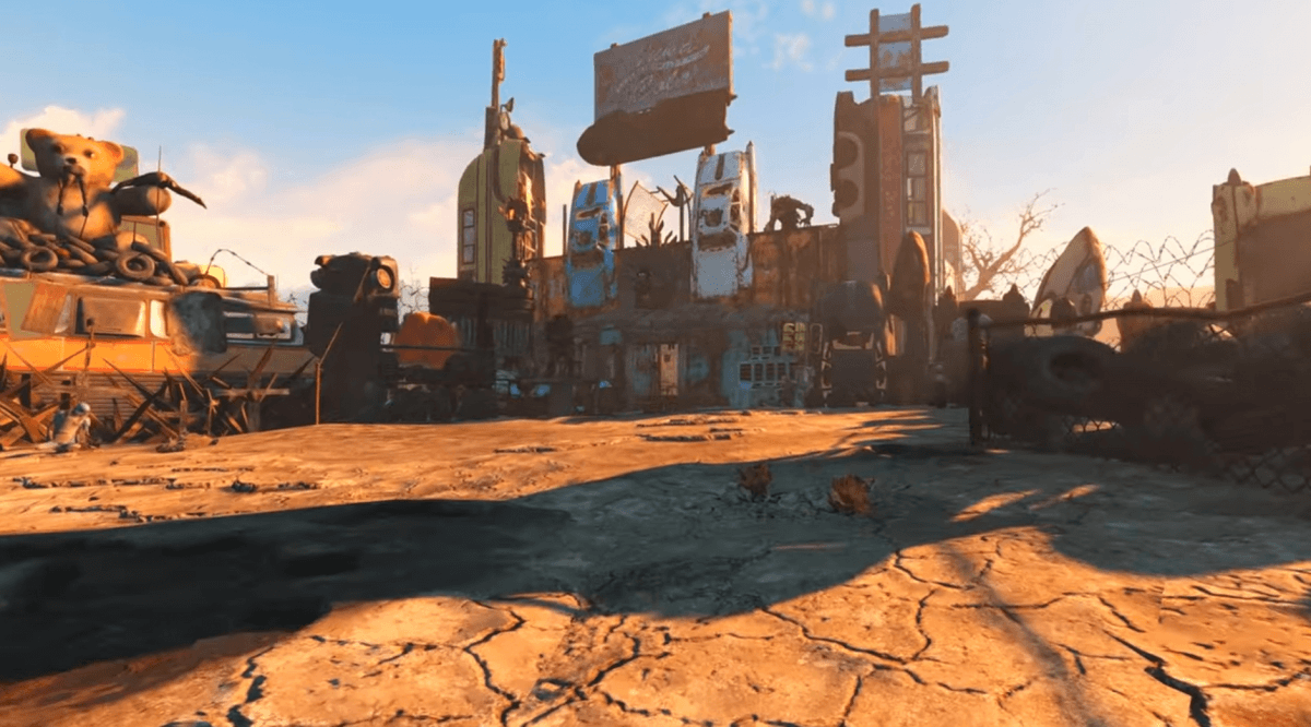 Игрок построил в Fallout 4 уникальный город в духе фильма 'Безумный Макс' (видео) Игрок построил в Fallout 4 уникальный город в духе фильма 'Безумный Макс' (видео)