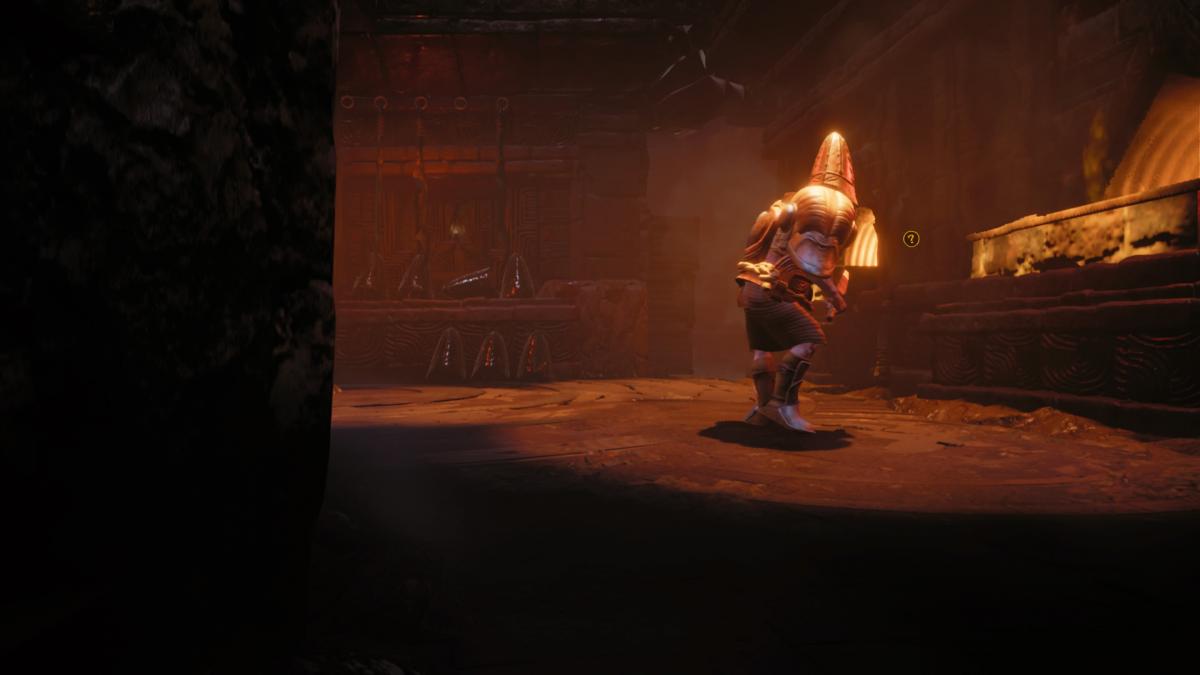 Gollum in the shadow near the guard / screenshot