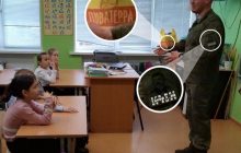 "Скрєпи" і цінності: в РФ окупант заявився в школу в кепці з матами і пакетом з пивного