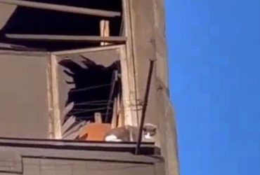 В Умани с балкона страшной многоэтажки спасли кота (видео)