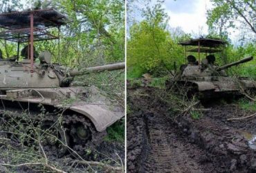 На війні помітили модернізований ліжками російський Т-55: його висміяв навіть Гіркін