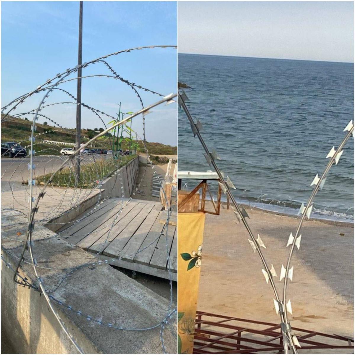 Колючий дріт, яким перекривають прохід для деяких пляжів в районі Великого Фонтану / фото Курс Одеса Колючий дріт, яким перекривають прохід для деяких пляжів в районі Великого Фонтану / фото Курс Одеса