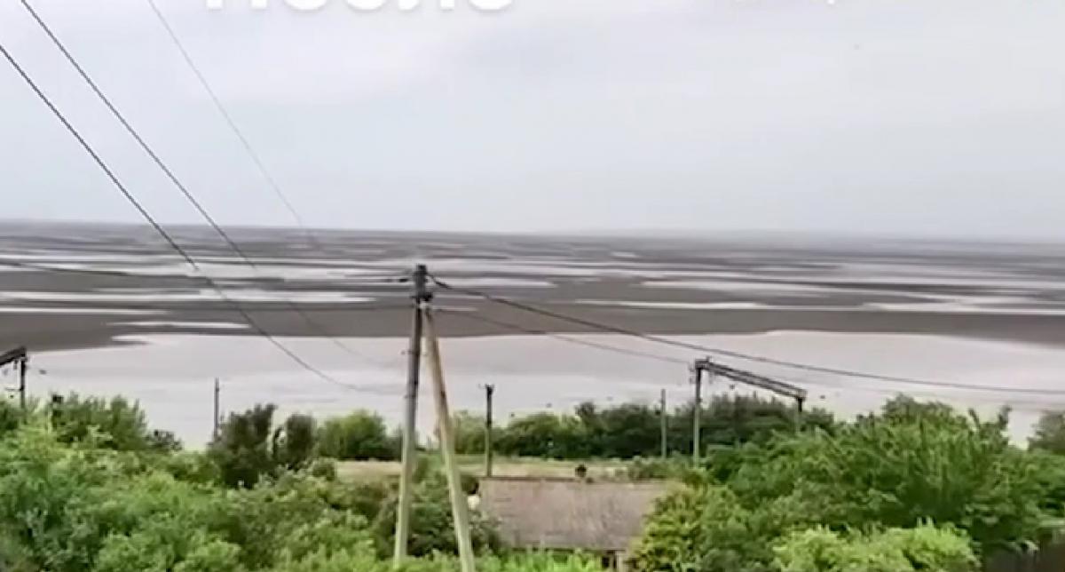 Каховське водосховище обміліло / скріншот Каховське водосховище обміліло / скріншот