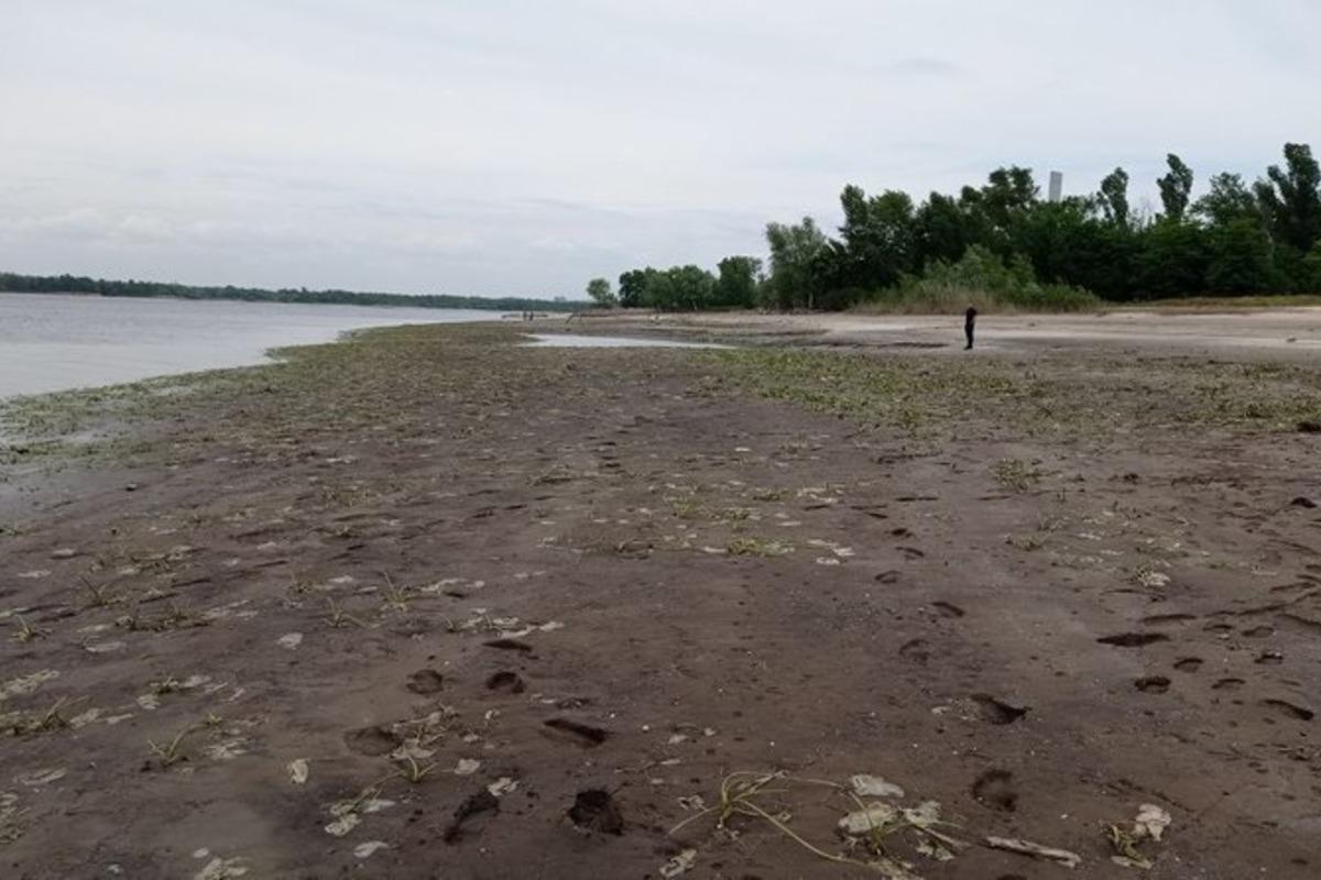 У Запоріжжі Дніпро дуже сильно обміліло після підриву Каховської ГЕС / фото "Суспільне Запоріжжя" У Запоріжжі Дніпро дуже сильно обміліло після підриву Каховської ГЕС / фото "Суспільне Запоріжжя"